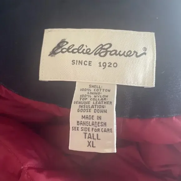 Vintage Eddie Bauer Jacket Mens XL Tall Navy Goose Down Chore Barn Coat Quilted - Picture 14 of 15